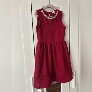 Monteau Girls Jewel-Embellished Sleeveless Red Party Dress